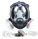 SupMusk Full Face Respirator Mask Reusable Facepiece, Silicone Wide Field of View Work Respirator with Toxic Filters, Reusable Anti-Fog Lens Cover Eye Protection Anti-Dust Mask for Painting Processing