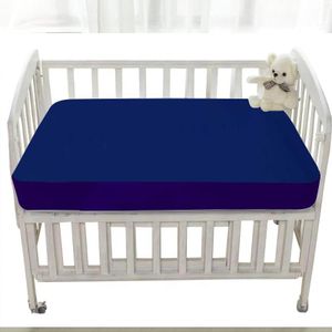 Trance Home Linen Cotton Terry Premium Baby Toddler Waterproof Crib Bed Protector Fitted Sheet | Cradle Mattress Cover Bed Protectors | Elasticated | Hypoallergenic (24"x48" | Ink Blue | Pack 2)