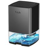 ToLife Dehumidifiers for Home 30 OZ Water Tank with Auto-Off, Portable Small Dehumidifier for Room, Bathroom, Bedroom, RV, Closet 500 sq.ft, 7 Colors LED Light, Gray, TZ-C1