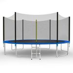 GALACTICA 14FT Round Trampoline Set Outdoor Garden Safety Net Enclosure Spring Jump Mat Padding Ladder GT-TS-04 Blue