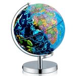 Goplus Illuminated Globes of The World with Stand, 9’’ Rotating 3 in 1 World Globe w/Constellation Stars, LED Night Light, Geography Educational Globe for Classroom, Office, Decorative, Kids Learning