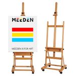 MEEDEN Large Studio H-Frame Easel - Beech Wood Artist Easel Adjustable Movable Tilting Easel, Floor Painting Easel Stand, Holds Canvas Art up to 48"