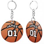 witfox Sports Keychains Personalized Gifts for Team Players Coach Friends - Custom Name Keychains for Girls Boys, Personalized Acrylic Letter Basketball Keychains for Teens