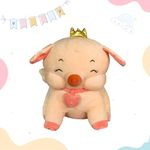 LITTLE GINNIE Crown Pig Soft Toy - Plush Toy for Kids, Sensory Exploration, Cuddly Companion, Encourages Imaginative Play & Language Development