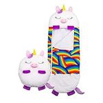 Happy Nappers Kids Sleeping Bag - White Unicorn - Plush Toy, Comfy Sleeping Bag & Fluffy Pillow All in One - Lovely Great for Playtime, Naptime, Sleepovers & Travelling - Ages 3 to 6