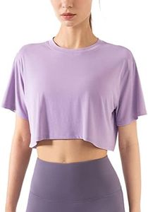 Mujer Aptitud física Ejercicio Blusas Cortas Manga Corta Yoga Camisetas Atlético Correr Camisetas Deportivas Púrpura Claro M