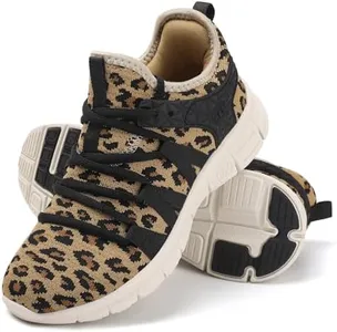 INZCOU Running Shoes Lightweight Tennis Shoes Non Slip Gym Workout Shoes Breathable Mesh Walking Sneakers 8.5women / 7.5men Leopard Print