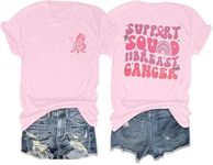 VILOVE Support Squad Breast Cancer Shirt Women Breast Cancer Awareness T Shirt Pink Ribbon Shirts Oversized Graphic Tees