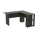Safdie & Co. Computer Desk 55inch Corner L Shaped for Home Office and Small Spaces with Storage Dark Grey. Ideal for Writing, Gaming, Study, Work from Home.