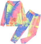 Arshiner 2 Piece Girls Tie Dye Clothes Set Fashion Pullover Tops Sweatshirts Hoodies Sweatpants Tracksuit Sweatsuits