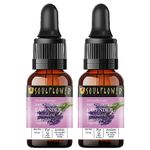 Soulflower Lavender Essential Oil for Hair Nourishment, Moisturizing Skin - 100% Pure, Natural and Undiluted Oil, Ecocert Cosmos Organic Certified, (Pack of 2) 15ml Each