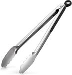 Zulay Tongs For Cooking With Silicone Tips - Stainless Steel Kitchen Tongs With Lock Mechanism - Non Stick Silicone Tongs For Cooking, Grill, BBQ, Serving & More