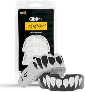 2 Pack Nxtrnd Rush Mouth Guard Sports – Professional Mouthguards for Boxing, Football, MMA, Wrestling, Lacrosse, & All Sports, Fits Adult and Youth 11+, Mouth Guard Case Included (Black & White Fangs)