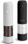 Electric Salt and Pepper Grinder Set, USB Rechargeable, Automatic Salt and Pepper Mill Grinder with Adjustable Coarseness, Electric Salt Shakers, LED Light, Refillable (2 Packs, Black&White)