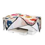 kwmobile Linen Printer Cover Compatible with HP Envy Inspire 7220e / Inspire 7255e Case - Colorful Flowers Dark Pink/Dark Blue/Cream