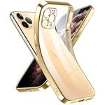 Supdeal Crystal Clear Case for iPhone 11 Pro Max, [Not Yellowing] [Camera Protection] [Military Grade Drop Tested] Transparent Shockproof Protective Phone Case Silicone Slim Cover, 6.5", Gold