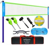 Volleyball Net Outdoor - Portable Volleyball Set for Backyard with Professional Volleyball Net, Wrap Yarn Volleyball and Pump, Boundary Line, Carry Bag