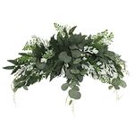 Lrnn Greenery Swag 60cm Artificial Eucalyptus Swag Decorative Swag with Green Leaves Wedding Arch Flower for Home Wedding Party Front Door Wall Decor