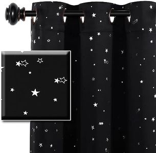 H.VERSAILTEX Blackout Star Curtains for Kids Room Boys Girls Twinkle Stars Thermal Insulated Cute Thick Soft Curtain Drapes, Grommet Top, 2 Panels Set, Each W132cm x D213cm, Black/Silver