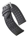 Alpine Genuine Perforated Leather Watch Band - Quick Release Replacement Watch Starps 18mm for Women & Men - Stainless Steel Buckles - Compatible with Regular & Smart Watch Bands - Black 18mm