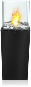 Aufun Bio�éthanol Cheminée sur Pied 80x24,5x20 cm, Cheminée d'Intérieur et d'Extérieur avec Un Magnifique Jeu de Flammes, Cheminée de Sol, Cheminée de Terrasse, Feu de Table, Lanterne Coupe-Vent