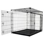 Lucky Dog Dwell Series 42 Inch Large Lightweight Kennel Secure Fenced Pet Dog Crate w/Divider Panels, Sliding Doors, and Removable Tray, Black