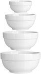 DOWAN Serving Bowls, 64/42/22/12 Oz Serving Dishes for Entertaining, White Porcelain Nesting Bowls Set, Microwave & Dishwasher Safe, Versatile Prep Bowls for Fruit Salad Pasta Ice Cream Dessert Cereal