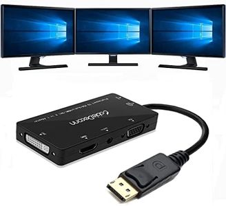 CableDeconn 4-in-1 Multi-Function Displayport a Hdmi/Dvi/VGA, Cavo Adattatore con Uscita Audio Micro USB Maschio a Femmina, Supporta 3 Monitor allo Stesso Tempo