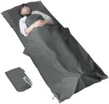 MYCARBON Travel Sleeping Bag Liner, 100% Cotton Durable and Super Soft 220 x 90 cm Roomy Travel Sheet Portable Lightweight for Camping Bed Bag, Hostels, Coaches, Picnic, Trains with Pillow Pockets