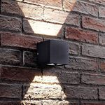 Auraglow Black Integrated LED Contemporary Cube Design Outdoor Adjustable Beam Up and Down Wall Light – IP54, Warm White