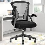 YONISEE Desk Chair - Ergonomic Office Chair with Flip-up Armrest & Lumbar Support & Adjustable Height, Modern Conference Executive Manager Work Chair（Black）