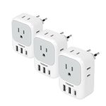 TESSAN 3 Pack European Travel Plug Adapter USB C, US to Europe Power Adapter with 4 AC Outlets and 3 USB (1 USB C), Euro Charger Adaptor Type C for USA to EU Spain France Iceland Italy Germany Greece