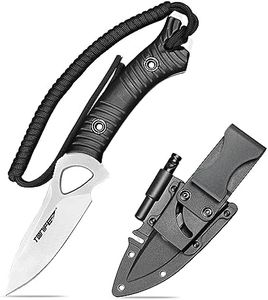 TONIFE Explorer Fixed Blade Knife with Plastic Sheath 8Cr14MoV Blade Survival Knife, Fiberglass Reinforced Nylon Handle for Outdoor Camping Knife EDC Knife (Black+Satin)