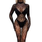 CHICTRY Women's Fishnet Lingerie Bodystocking See Through Hollow Out Unitard Bodysuit Jumpsuit Black One Size