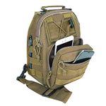 Canvas Sling Bag for Men Small MOLLE Chest Sling Backpack Mens One Strap Messenger Bag Water-resistant Handbag Outdoor Sports Travel Crossbody Shoulder Pack Bag Daypack for Travelling Cycling Hiking