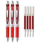 Pentel EnerGel Deluxe RTX Liquid Gel Ink Pen Set Kit, with 4 Refills (Red - 0.7mm) by Pentel