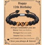 TEVOP 12th Birthday Gifts for Boys, Tiger Eye Stone Bracelet 12 Year Old Gifts for Boys Son Brother Grandson Nephew, Perfect 12th Birthday Gift Ideas