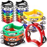 Boao 21 Pcs Plastic Percussion Tambourine for Adults Hand Tambourine Musical Instrument 4 Bells ABS Tambourine Musical Rhythm Instrument Hand Held Percussion Drum for Party Performance (Mixed Color)