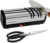 Clearhill Electric Knife Sharpener,Plug Powered Stainless Professional Knife Sharpener- 2-Stage Quick Sharpening & Polishing, Scissors Sharpening, Home Kitchen Tool (S867 Plug)