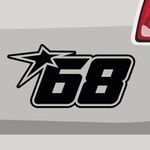 Stickerfreaks Start Number 68 Sticker Number Sticker Star Number Car Bike Decal Vinyl Sticker Size: 10 x 5 cm (S) | Colour: 90 Silver | Number Sticker Adhesive Decoration Tuning Start Number