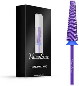 MelodySusie Super Long 5 in 1 Nail Drill Bits, 3/32'' Carbide Tungsten Bits, Suitable for Manicure Pedicure Cuticle Gel Polishing, Professional Advanced Bits, Purple, Series Bit-X, Medium