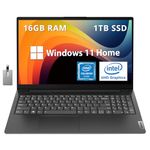 Lenovo V15 G2 15.6" FHD Anti-Glare Business Laptop, Intel Celeron N4500, 16GB RAM, 1TB PCIe SSD, Intel UHD Graphics, HD Camera, HD Audio, Wi-Fi, Bluetooth, Windows 11, Black, 32GB Hotface USB Card