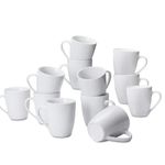 Amazon Basics 12-Piece Porcelain, 12 Oz. Coffee Mug Set, White (Previously AmazonCommercial brand)