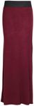 New Ladies Plain Contrast Elastic Waistband Womens Long Straight Maxi Dress Summer Skirt Burgundy Size 20 (XXXL)