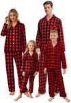 Family Christmas Pjs Matching Sets Plaid Pajamas Long Sleeve Holiday Sleepwear Set for Adults Kids, Red Black, US M