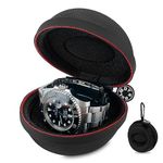 HELMDY Watch Travel Case Waterproof Single Box for Men & Women, Nylon Portable Watch Organizer Holder 1 Slot Women - Fits all Wristwatches & Smart Watches up to 50mm (Nylon Black-1 Piece)