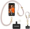 Lawonda 2 Pads Phone Lanyard Crossbody Adjustable Anti Theft Cell Phone Strap for Travel Essentials, Premium Metal Buckles, Universal Neck Wrist Lanyard 2pcs Phone Tether Tab (Pink/Gold)