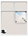 Linen Blackout Curtains for Bedroom, 70" x 58" Portable Black Out Blinds with 20 Sets Hooks & Loops Strips for 100% Blackout Window Film, Temporary Black-Out Shades for Windows Cover Travel RV- Cream