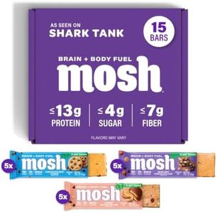 MOSH Variety Pack Vegan Protein Bars, Plant Based, Keto, Gluten Free, Brain Healthy Snack with Cognizin, Ashwagandha and Lion's Mane, 15 Count