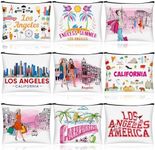 Huhumy 9 Pcs City Cosmetic Bag New York Souvenir Zipper Pouch Los Angeles Souvenir Gifts Italy Paris Broadway Alaska Makeup Purse for Girls Women Traveler Birthday Christmas Party Favors, multicolor,